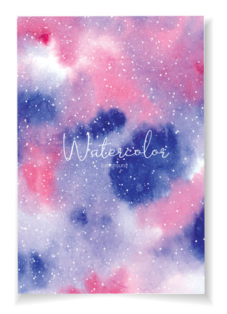 Watercolor background with star dust. space background. Hand drawn wallpaper for design, cover, invitationのイラスト素材
