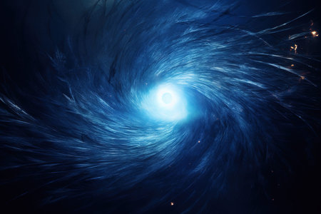 Generative ai: Blue spiral, swirling spiral pattern space background wallpapper