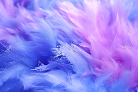 Beautiful abstract blue and pink feathers background generative aiの素材