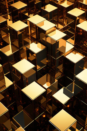 Abstract gold metallic background from cubes generative aiの素材