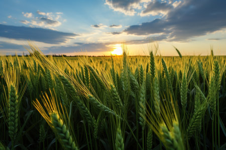 Green wheat field agricultural landscape generative aiの素材