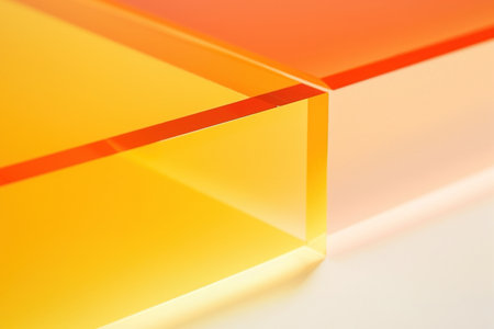 Acrylic blocks in oranges, yellows and transparent colors generative aiの素材
