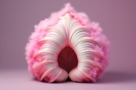 A pink furstuffed shell with a fur 3d rendering generative aiの素材