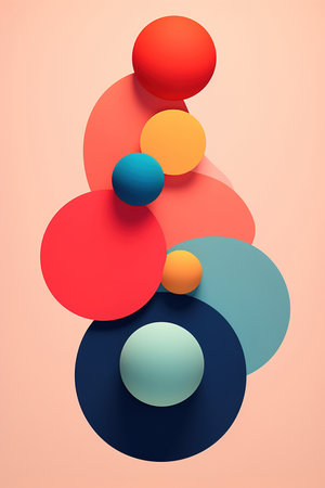 Colorful abstract shapes puzzle on a pink background generative aiの素材