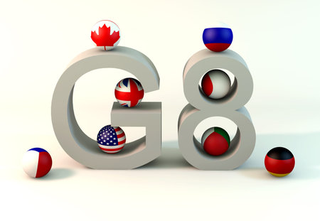 balls with flags of the Group of Eight