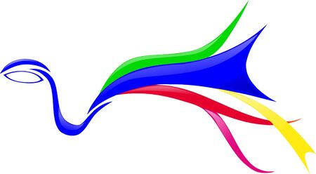 symbolic bird in variegated colorsのイラスト素材