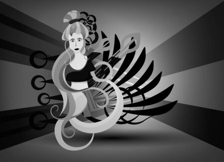 figure of a girl with long hairのイラスト素材