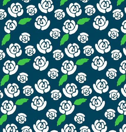 Pattern of white roses on a dark backgroundのイラスト素材