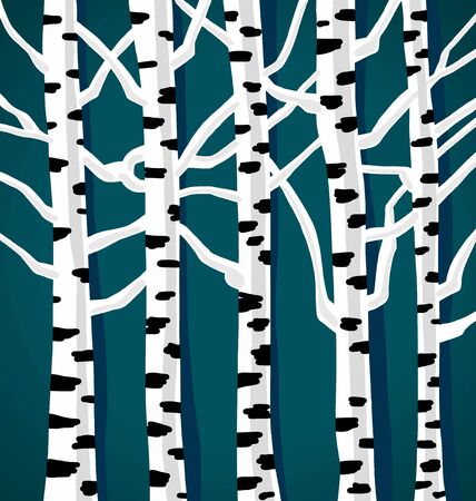 Russian birch on a dark green backgroundのイラスト素材