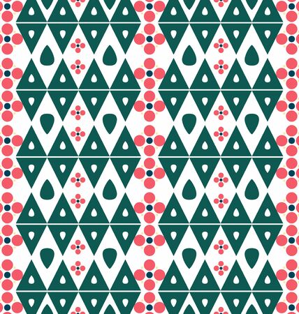 geometric seamless pattern of flowers and leavesのイラスト素材