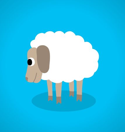 stylized white sheep on a blue backgroundのイラスト素材