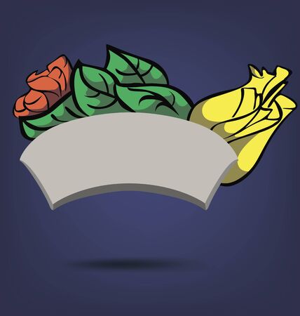 cartoon sign framed by flowers and leavesのイラスト素材