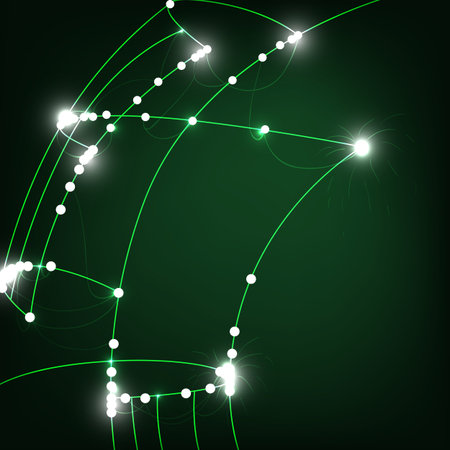 illuminated abstract digital wave of glowing particlesのイラスト素材