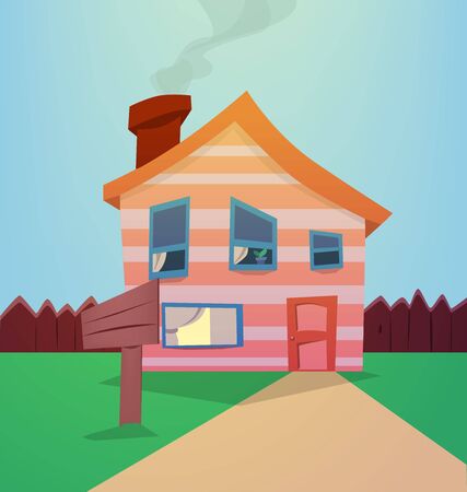 Simple Cartoon house vector illustrationのイラスト素材