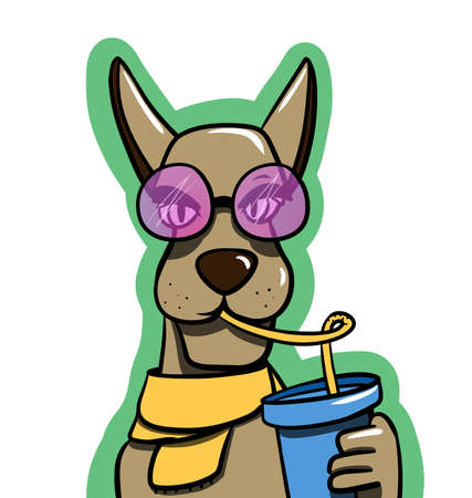 stay cool illustration with sipping a drinkのイラスト素材