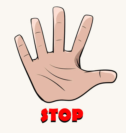 vector cartoon hand showing stop signのイラスト素材
