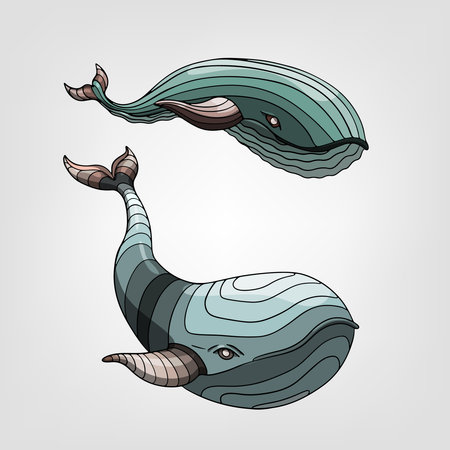 Vector illustration of isolated cartoon whalesのイラスト素材