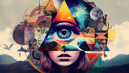 Dream vision board concept and all seeing eye. Generative AI.の素材