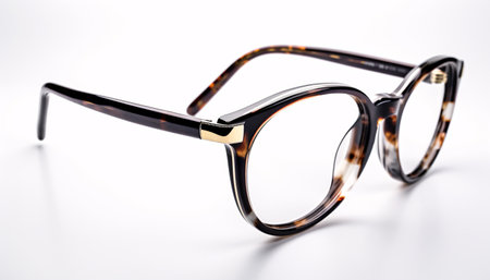 Frame glasses animal print leopard or tiger isolated on white background. Generative AI.の素材