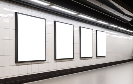 Billboards with blank mock up at subway station, generated by AI.の素材