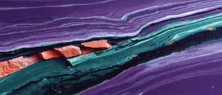 Close-up view of Semiprecious marble surface featuring vibrant mineral veins and detailed stone texture. Ideal for backgrounds, interior design, and material reference.の素材