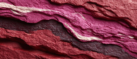 High-resolution flat lay of Rosso Levanto marble stone texture, showing natural fissures, vibrant red and burgundy layers, ideal for backgrounds, surfaces or material presentations.の素材