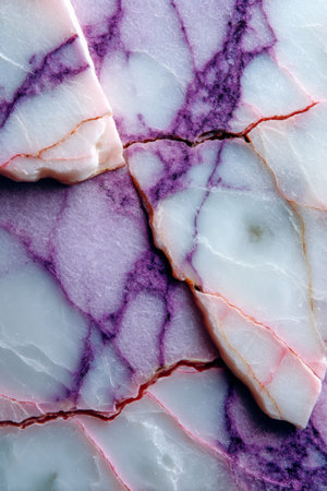 Detailed semiprecious stone surface with bright pink and violet hues and translucent structure, ideal for decorative and luxurious backgrounds.の素材