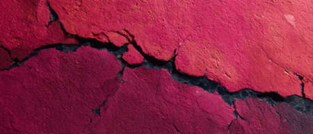 Close-up of Rosso Levanto sandstone surface showing deep red tones and dramatic cracks in naturally weathered texture.の素材