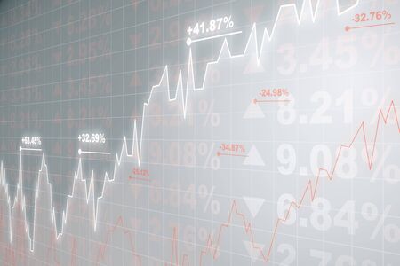 Bright financial chart background, trading concept. 3D Renderingの写真素材