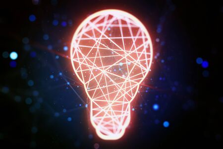 Digital light bulb symbol, idea and creative concept. 3D Renderingの写真素材