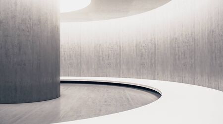 Abstract Concrete Round Tunnel. 3D Renderingの写真素材
