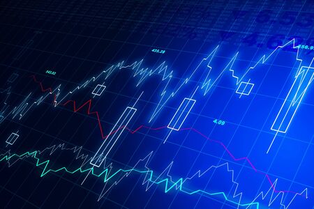 Abstract forex charts on a blue background. 3D Renderingの写真素材