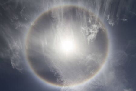 Sun halo natural phenomenon in the skyの写真素材