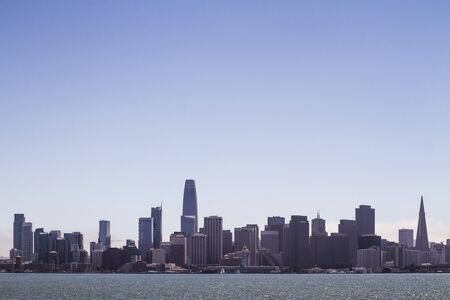 Beautiful view of San Francisco skyline at daytime with waterfront, California, USAの写真素材
