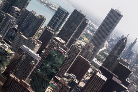 Aerial view of Chicago skyline at daytime, Illinois, USA