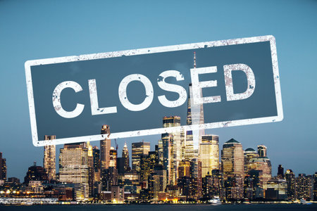 Concept city closed for quarantine due to coronavirus, COVID-19. New York city, USA