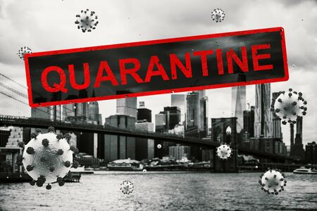 Concept city closed for quarantine due to COVID-19. Manhattan, New York city, USAの写真素材