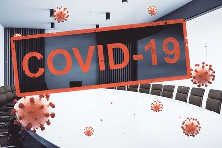 Concept office interior closed for quarantine due to coronavirus, COVID-19の写真素材