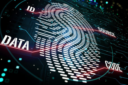Fingerprint scan illustration, personal data protection concept. 3D Rendering