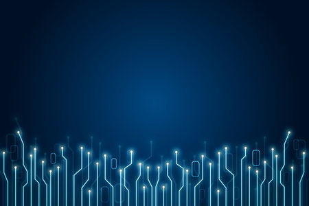 Abstract virtual microscheme illustration on blue background. Big data and database concept. 3D...