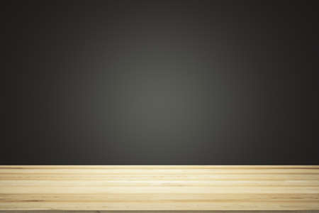 Blank wooden table top with black gradient background, mockupの写真素材