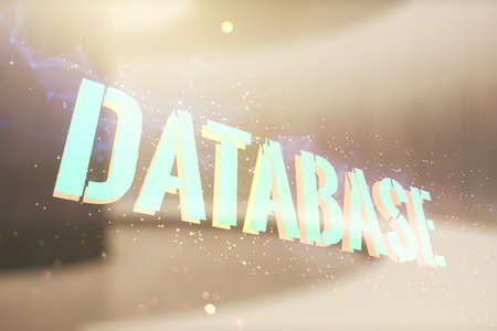Double exposure of Database word sign on abstract empty interior background, global research and analytics conceptの写真素材