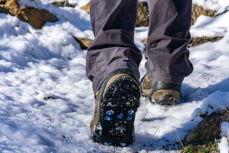 Walking through the snowの写真素材