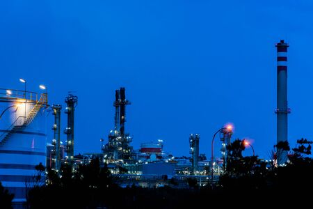 Refinery in the nightの写真素材