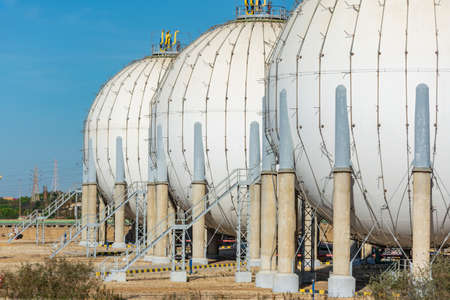 Specific round tanks for gas storage.の写真素材