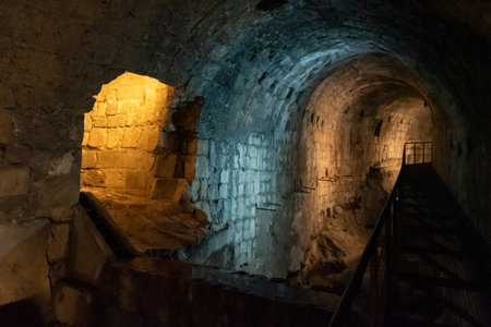 Vault under the church of Santa Maria in Cazorla, where the Cerezuelo river runs.のeditorial素材