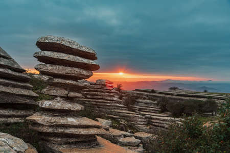 The screw with the sunrise sun, the most emblematic figure of El Torcal de Antequera natural area.