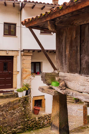 Street of the fishing village of Tazones, in the council of Villaviciosa.の写真素材
