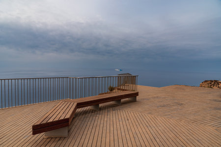 Viewpoint to the Mediterranean Sea next to the rock of Jolucar in Torrenueva Costa, Granada.
