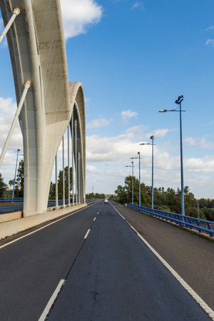 Tensioners of a viaduct through which a motorway crosses in Huelva.の写真素材